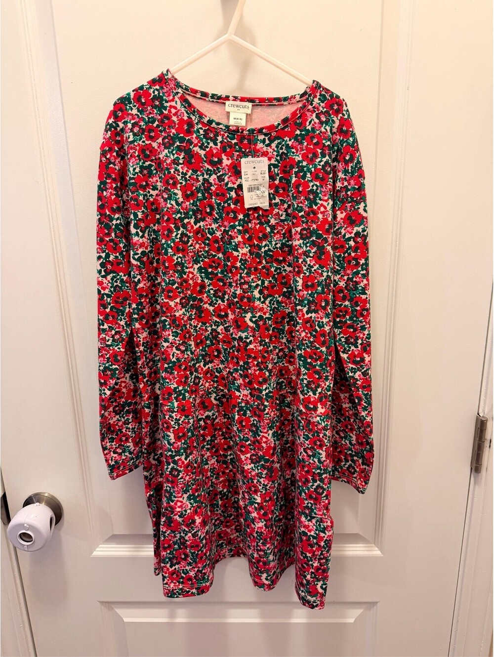J.Crew Crewcuts Girls Long Sleeve Floral Dress Red Multi Size M 8/9